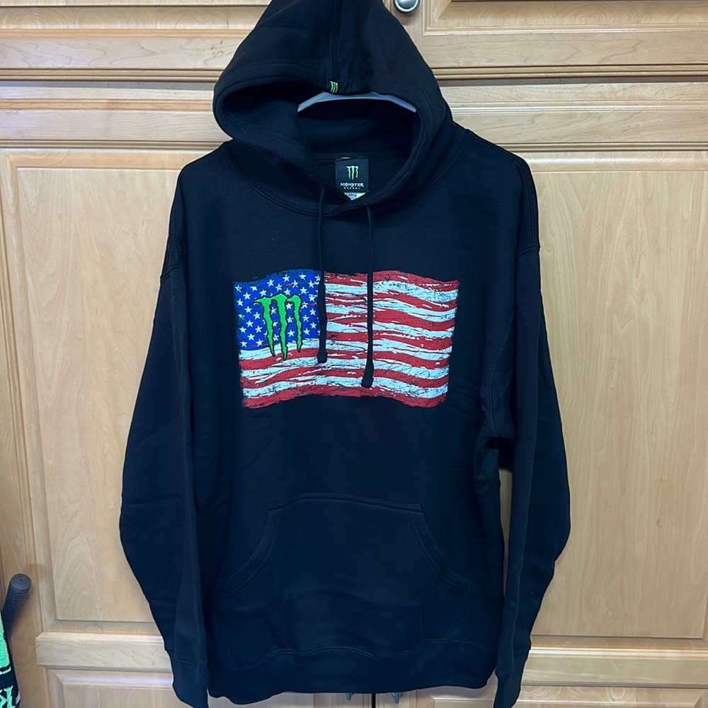 Monster Energy American Flag Hoodie - Large